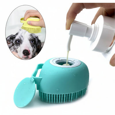 Silicone Dog Bath Massage Gloves Brush Pet Cat Bathroom Cleaning Tool Comb Brush For Dog Can Pour Shampoo Dog Grooming Supplies