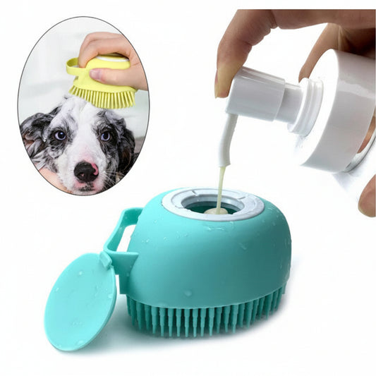 Silicone Dog Bath Massage Gloves Brush Pet Cat Bathroom Cleaning Tool Comb Brush For Dog Can Pour Shampoo Dog Grooming Supplies